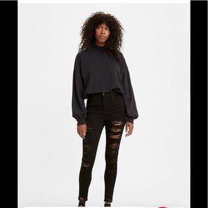 LEVI'S 720 High Rise Super Skinny Women’s Ripped Jeans - Size 24 - Black
